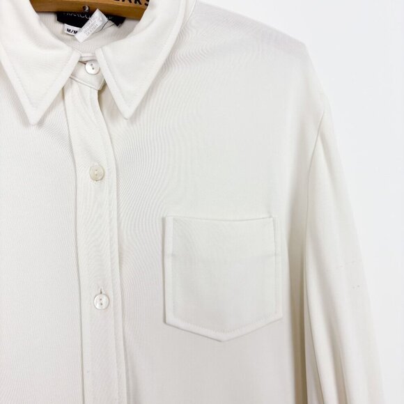 Franco Mirabelli Vintage Off White Button Up Blouse Medium Preppy - Picture 3 of 7